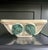 A beautiful French open weave bowl with rich green applied barbotine lemon leaves. Tres charmant!
