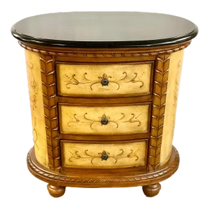 1980s Vintage Chelsea House Style Italian Marble Top Oval Painted Console Cabinet