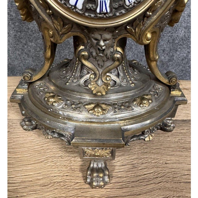 Antique Baroque Napoleon III Style Clock with Raised Decorative Motifs For Sale - Image 3 of 4