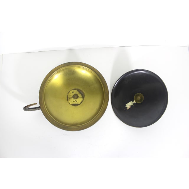 Mid Century Dayagi Brass Judaica Lamp With Egyptian Hieroglyphs and a Verdigris Finish For Sale - Image 4 of 12