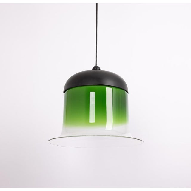 1970s Large Green White Glass Pendant Light from Peill and Putzler, Germany, 1970s For Sale - Image 5 of 12