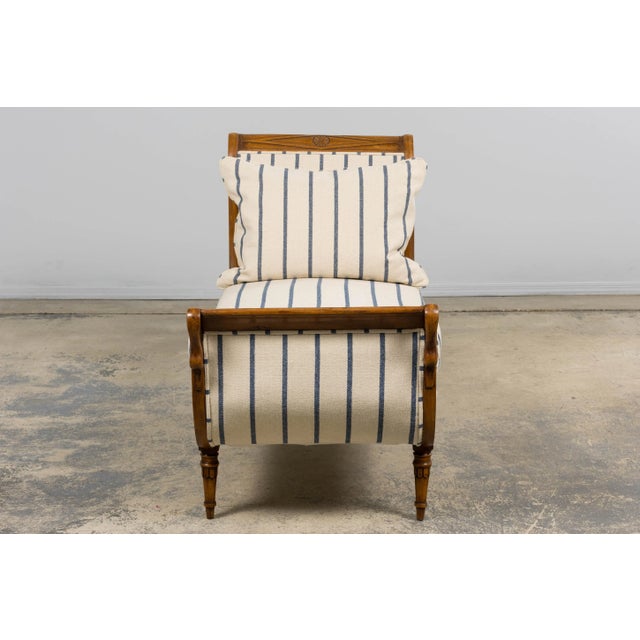 Wood Early 19th Century French Empire Mahogany Recamier in Striped Jacquard For Sale - Image 7 of 18