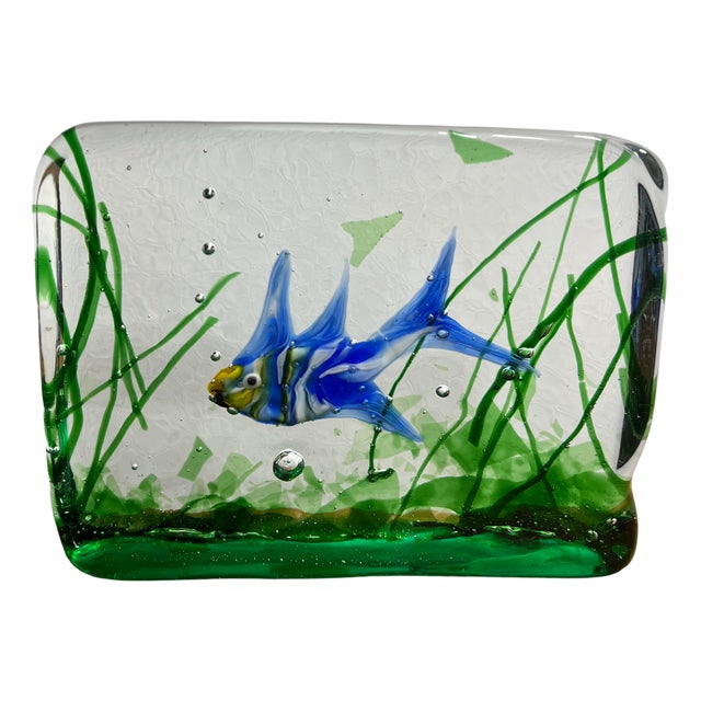 Murano Glass Aquarium Block by Alfredo Barbini for Cenedese, 1950s For Sale