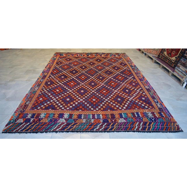 1960s 1960s Vintage Handwoven Braided Jajim Turkish Kilim Rug - 8′6″ X 12′8″ For Sale - Image 5 of 11