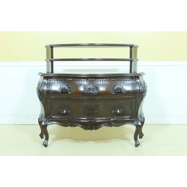French Style Bombe 2 Drawer Commode W. Bookshelf For Sale - Image 11 of 11