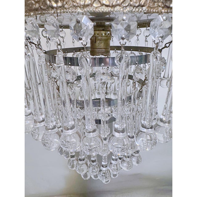 Vintage Hollywood Regency Floral Embossed Brass Tiered Waterfall Teardrop Chandelier For Sale - Image 9 of 10