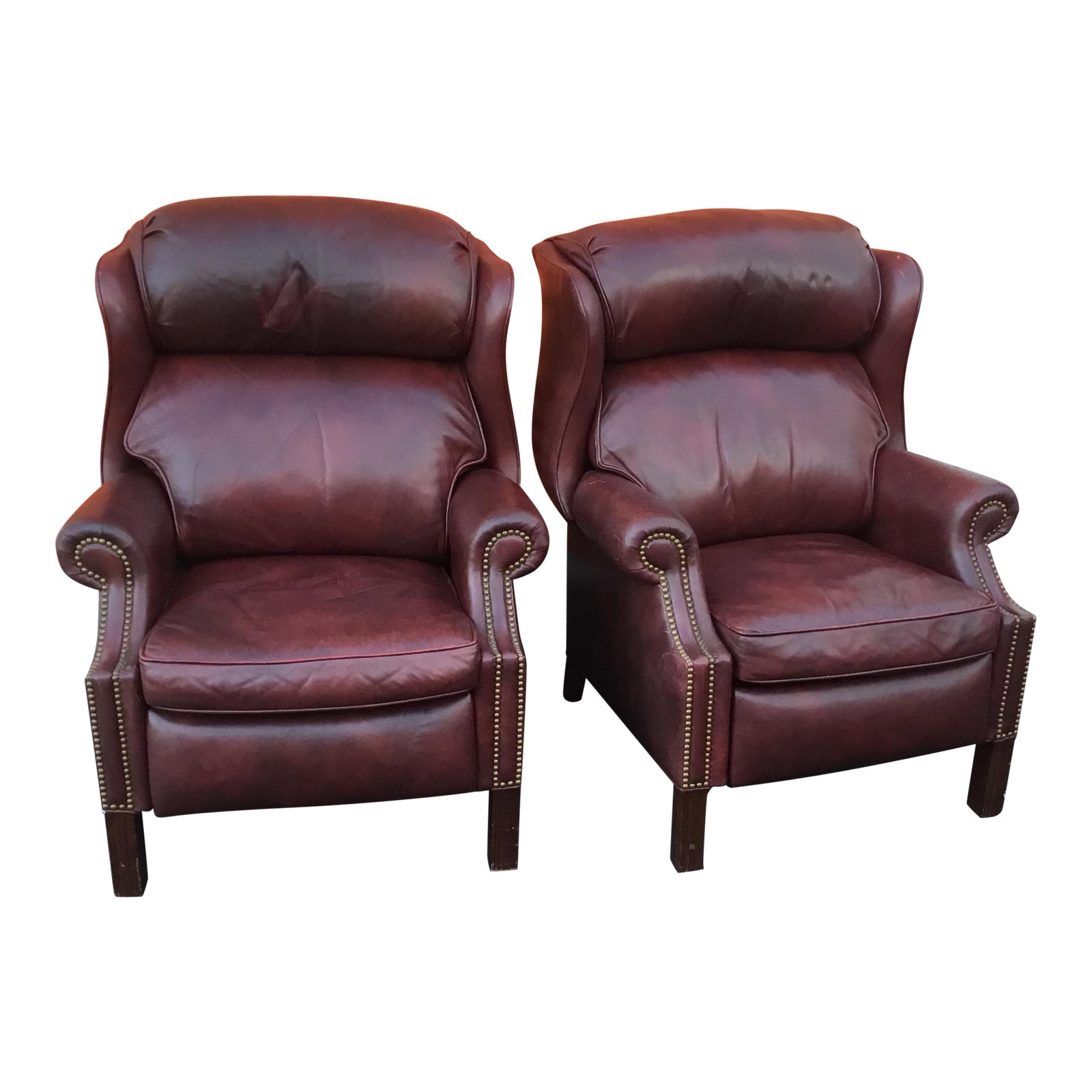 1960s Hancock & Moore Leather Recliner Chairs a Pair Chairish