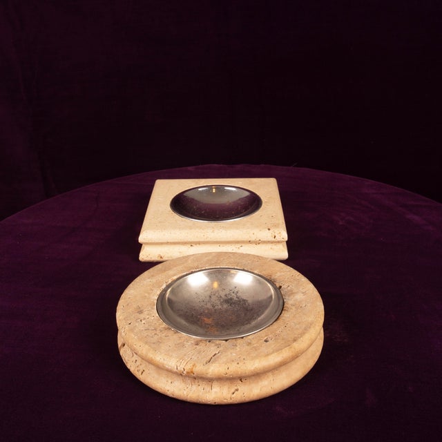Vintage Italian Travertine Ashtrays, 1970, Set of 2 For Sale - Image 6 of 18