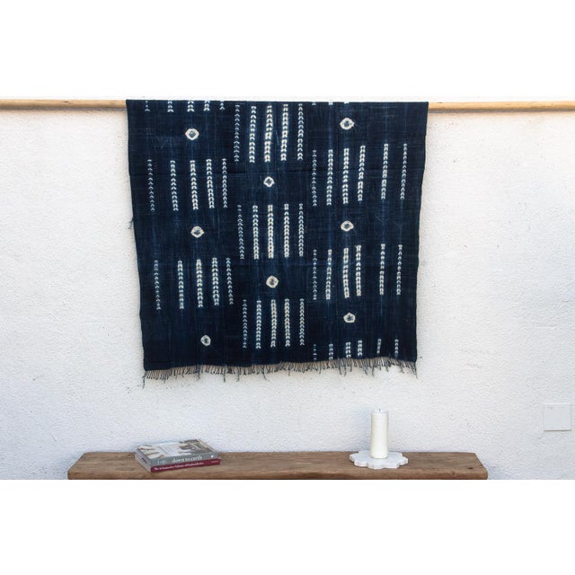 Vintage African Moss "Arbinda Sky" Indigo Throw For Sale In Los Angeles - Image 6 of 6