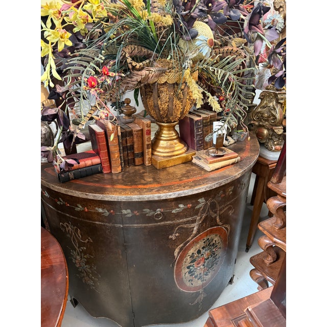 Wood 19th C Style Italian Painted Turazza Demilune Console Cabinet For Sale - Image 7 of 7