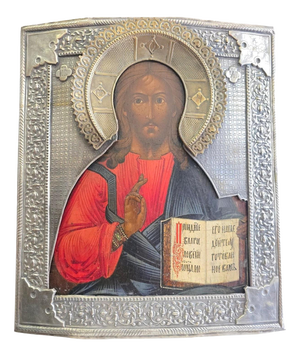 Russian Icon of Christ Pantocrator, 1880, Painting on Panel