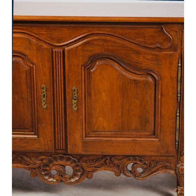 Mid 20th Century Monumental 10-Foot French Louis XV Provincial Carved Walnut Enfilade Sideboard For Sale - Image 10 of 11