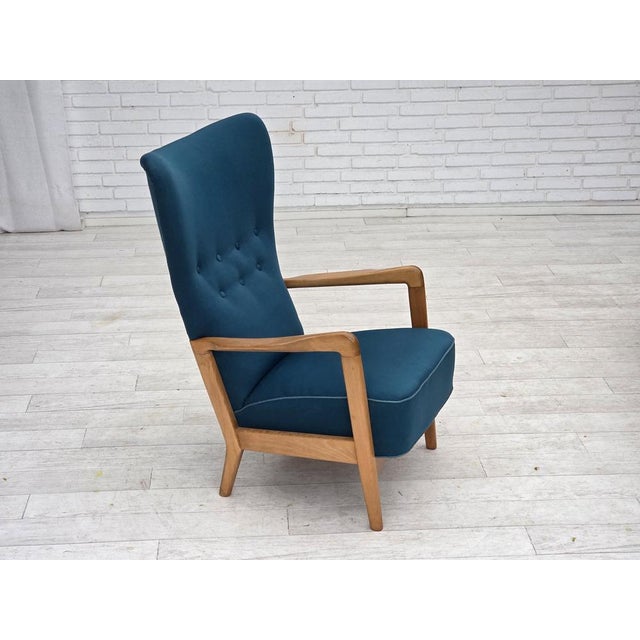 Mid-Century Modern Danish Armchair in Wool and Lacquered Beechwood by Fritz Hansen, 1970s For Sale - Image 3 of 18