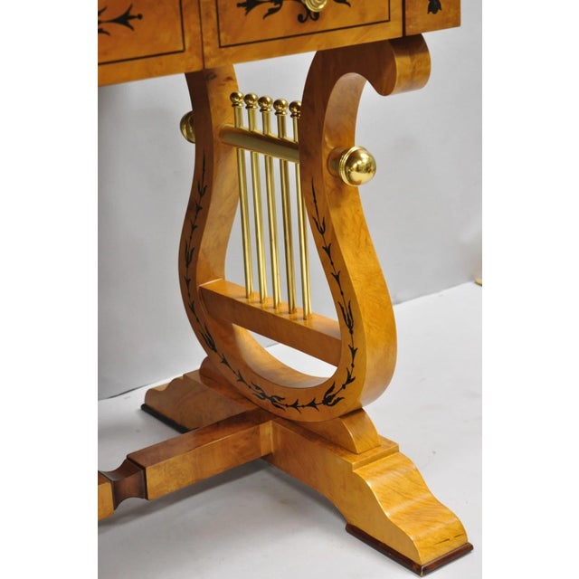 Vintage Italian Regency Lyre Harp Burlwood Desk & Chair by Binda Collection For Sale - Image 14 of 18