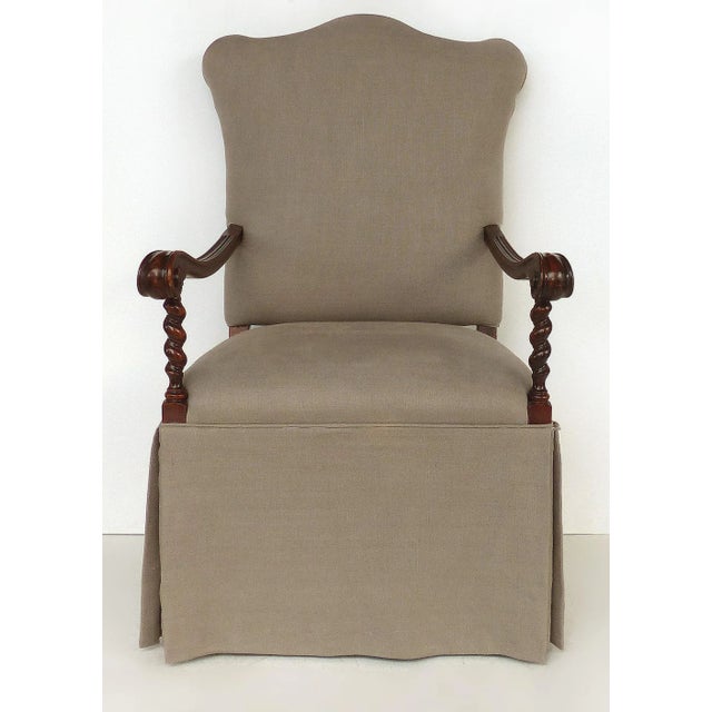 Carved Barley Twist Armchair, Upholstered Seat & Back For Sale - Image 11 of 11