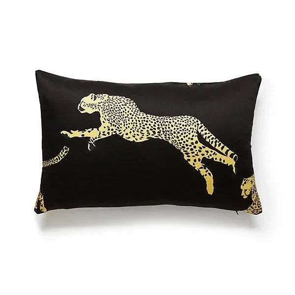 Traditional The House of Scalamandré Leaping Cheetah Lumbar Pillow, Black Magic For Sale - Image 3 of 3