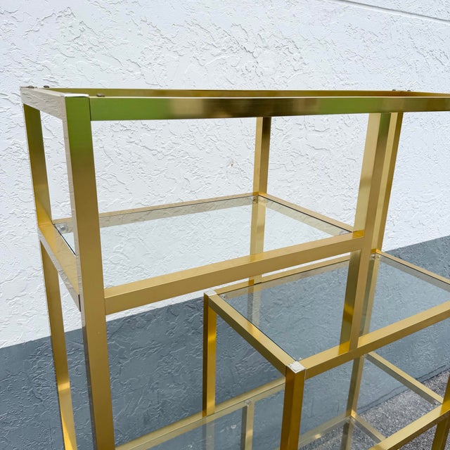Mid 20th Century Hollywood Regency Gold and Glass Etagere/Shelving Unit For Sale - Image 5 of 12