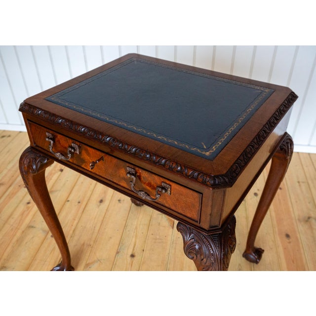 George II Chippendale Style Desk in Mahogany with Leather Top, 1920s For Sale - Image 6 of 18