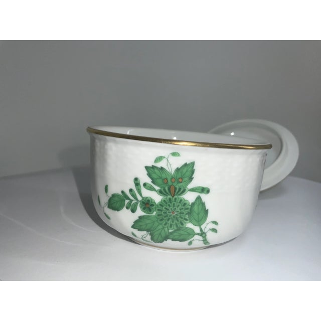 Herend Hungary Chinese Bouquet Green Vintage Porcelain Lidded Box For Sale - Image 11 of 12