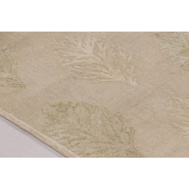 Modern Rug & Kilim’s Block Print Rug With Sage and Ivory Leaf Florals For Sale - Image 3 of 10