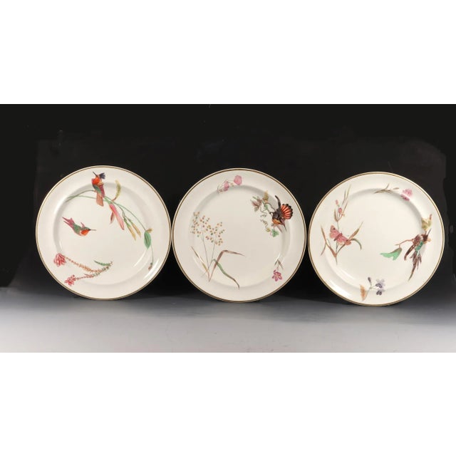 Wedgwood Creamware Hummingbird, Butterfly and Flowers Plates, Pattern No. 7961, Set of Three Etruria, Staffordshire, Dated 1868 For Sale - Image 12 of 12