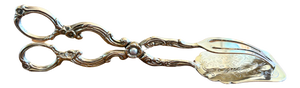 Antique French Belle Époque Silver-Plated Lyre Pastry Tongs from MTB, 1900s