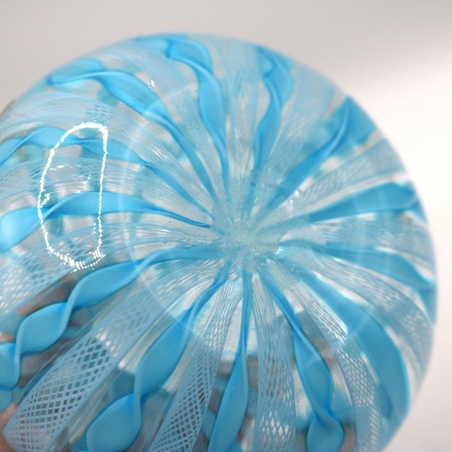 Mid-Century Murano Twin-Handled Latticino Art Glass Vase - Circa 1950s For Sale In Cincinnati - Image 6 of 11