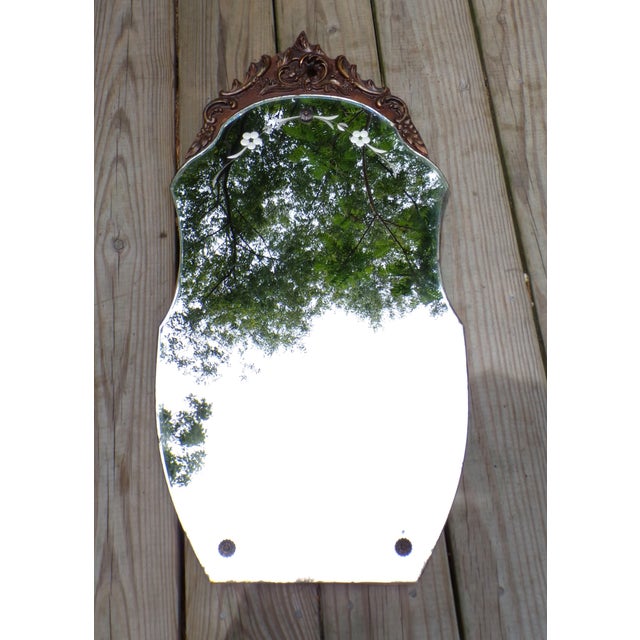 1930s Vintage Art Deco Venetian Style Etched Wall Mirror For Sale - Image 5 of 12