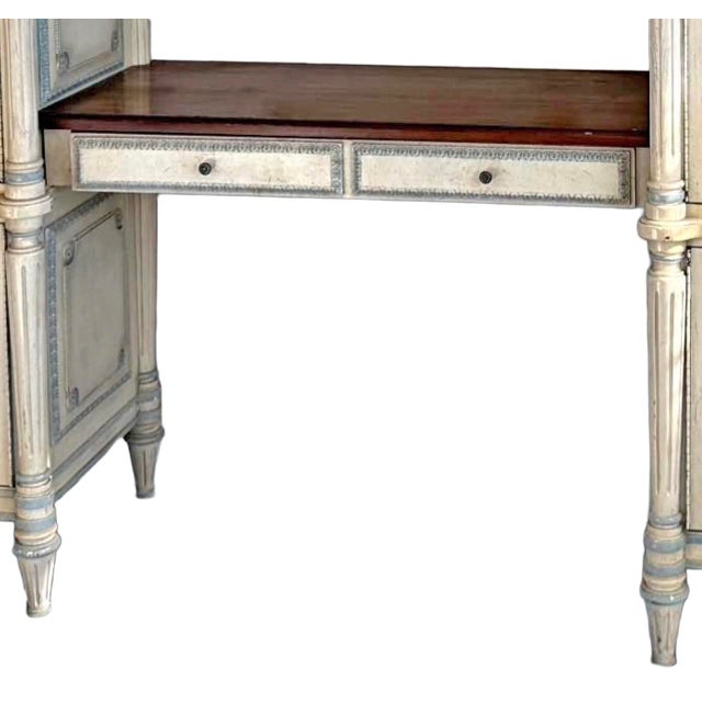 French Provincial Style Storage Wardrobes Dressers Connected by a Two-Drawer Wooden Desk/Dressing/Vanity Table For Sale - Image 4 of 11
