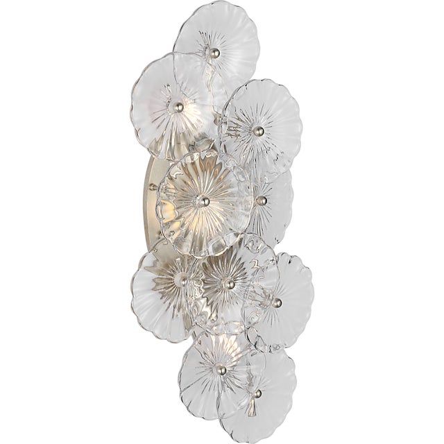 Julie Neill for Visual Comfort Signature Gianna 21" Layered Sconce in Burnished Silver Leaf with Clear Glass For Sale In Houston - Image 6 of 13