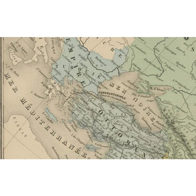 Antique Asia Map Large 19th-Century Engraving with Political Boundaries, 1865 For Sale - Image 3 of 10
