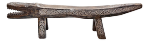 Carved Wood Crocodile Log Bench