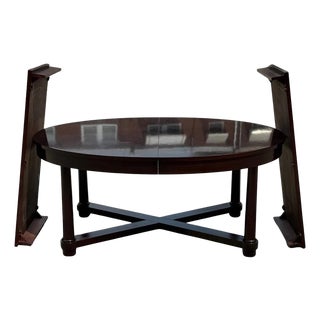 Baker Barbara Barry Art Deco Style Oval 2 Leaf Extension Mahogany Dining Table For Sale