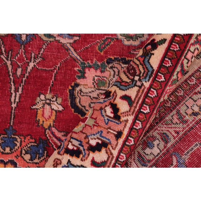 Beige Shabby Chic Persian Antique Red/Beige Wool Rug - 10'1'' X 12'6'' For Sale - Image 8 of 10