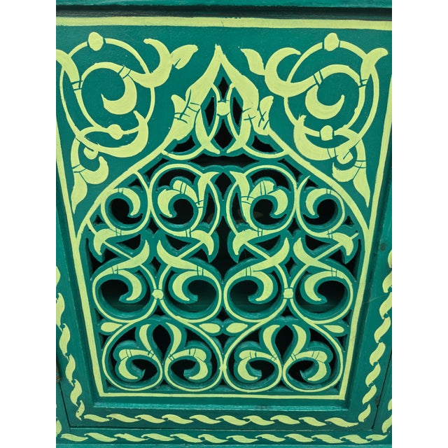2020s Hand Painted Mediterranean Medicine Cabinet / Wall Shelf / Green Zouak For Sale - Image 5 of 7