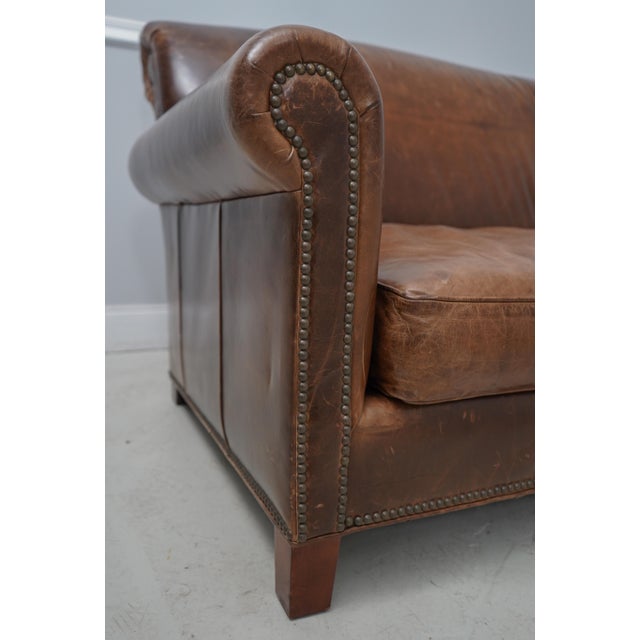 Restoration Hardware Quality Brown Leather Sofa Chairish