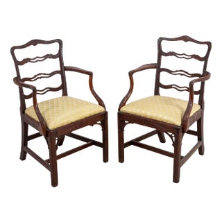 George III Style Mahogany Armchairs, Pair For Sale