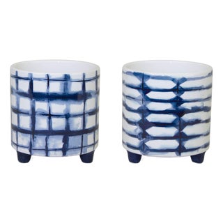 Tie-Dye Design Footed Planter (Set of 2) For Sale