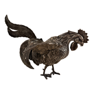 Mid-20th Century Spanish .915 Silver Rooster Figurine With Detailed Feather Work