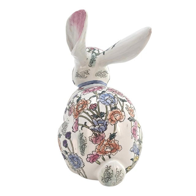 Vintage Botanical Floral Porcelain Rabbit Figurine 10.5" For Sale - Image 9 of 15