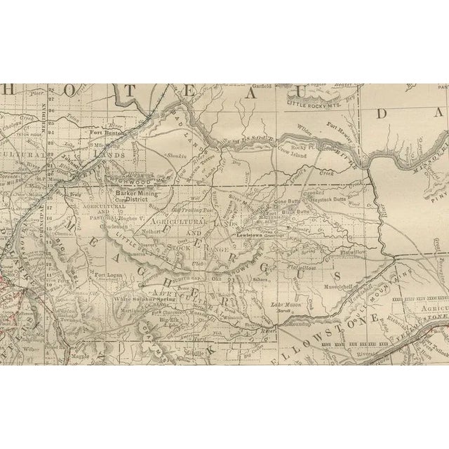 Map of Montana Railroads, Indian Reservations and Frontier Settlements, 1888 For Sale - Image 4 of 10