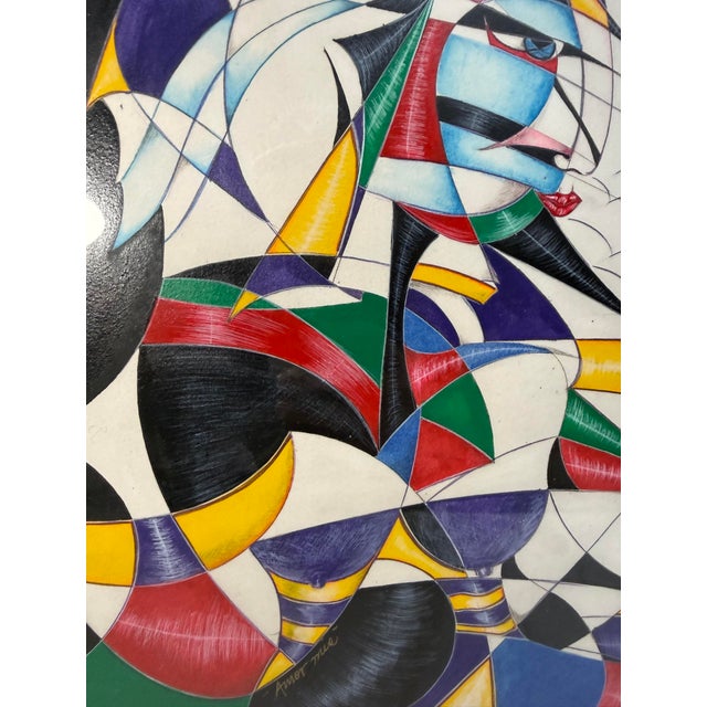 Original Juan Quevedo Pop Cubism Geometric Guitarist Music Mixed Media Painting For Sale - Image 14 of 18