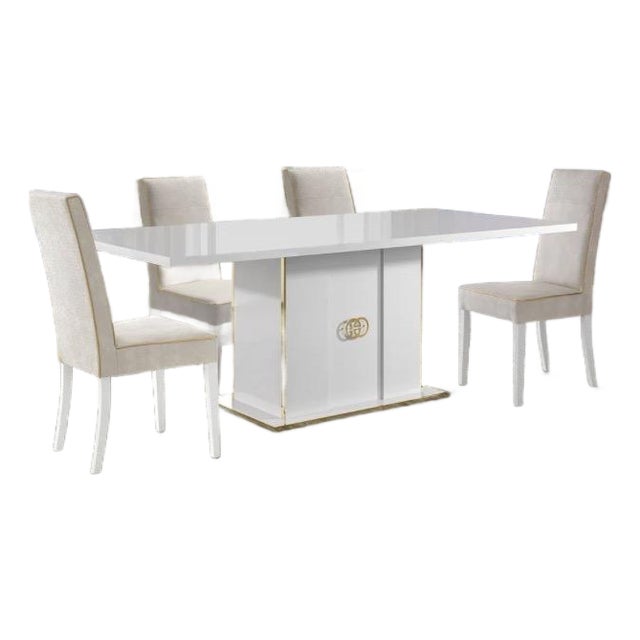 Casa Milano Vogue 10-Piece Luxury Dining Room Set – White & Gold High Gloss Collection For Sale