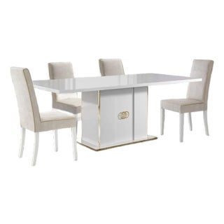 Vogue 10-Piece Luxury Dining Room Set – White & Gold High Gloss Collection For Sale
