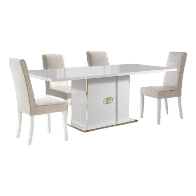 Vogue 10-Piece Luxury Dining Room Set – White & Gold High Gloss Collection For Sale