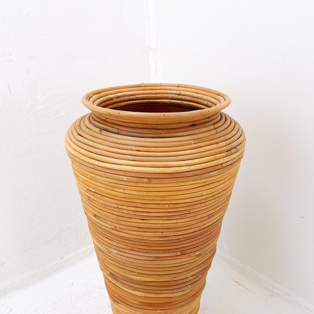 Gabriella Crespi Vintage Rattan Floor Vase or Umbrella Stand For Sale - Image 4 of 14