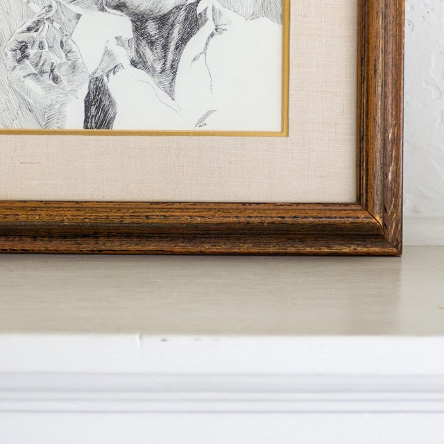 Drawing/Sketching Materials Early 20th Century Pen and Ink Portrait by Texas Artist Weldon Amerine For Sale - Image 7 of 9