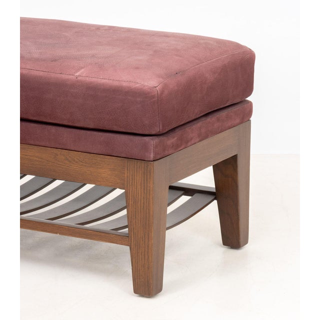 Stickley Burgundy Suede Upholstered Ottomans, Pair For Sale - Image 4 of 6