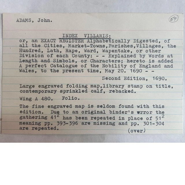 17th Century Leather Bound Book: Index Villaris by John Adams, 2nd Edition For Sale - Image 4 of 12