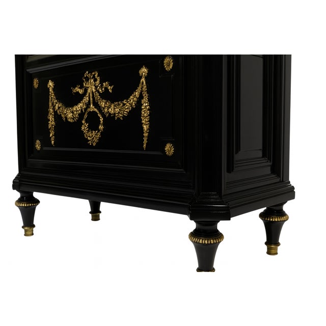 Wood French Napoleon III Showcase in Black Lacquer For Sale - Image 7 of 10